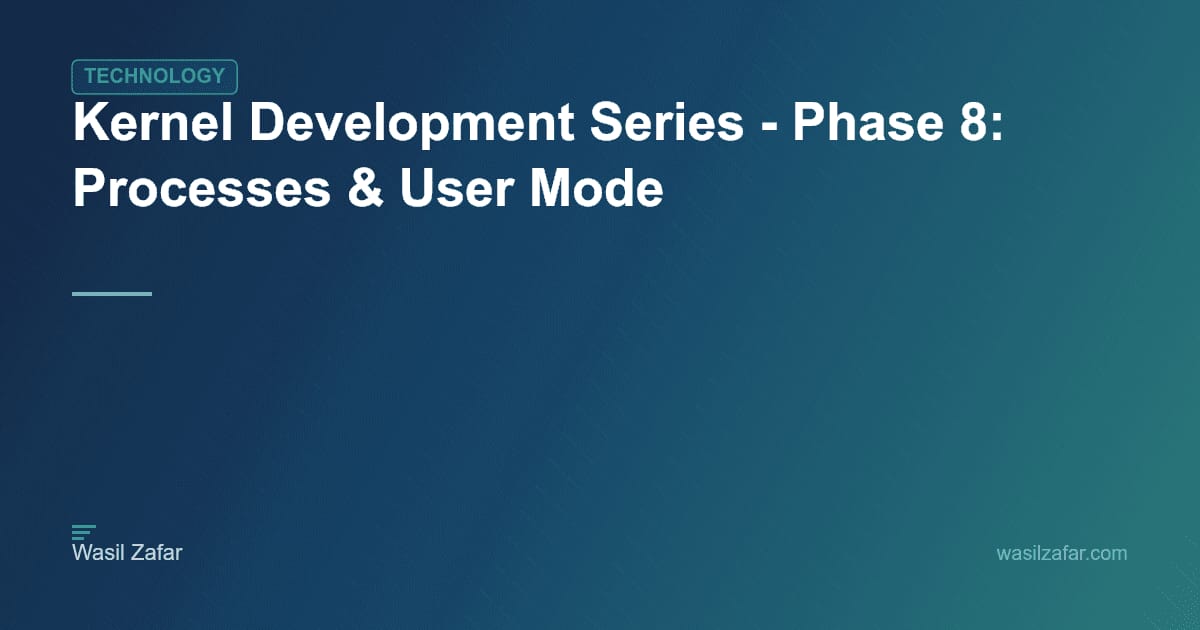 Kernel Development Cycle Kernel Development Series - Phase 8: Processes & User Mode | Wasil Zafar