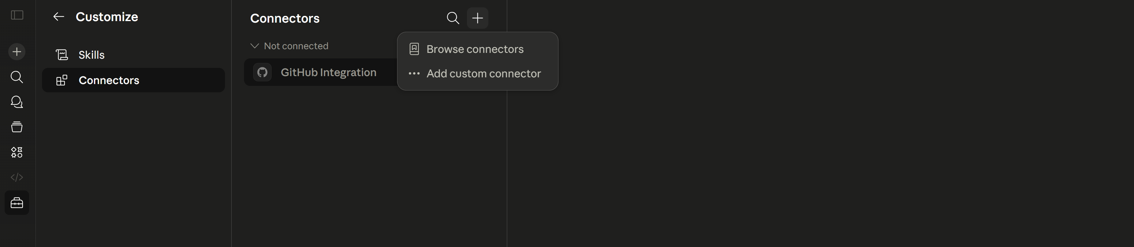 Claude.ai Customize Connectors page showing Browse connectors and Add custom connector options