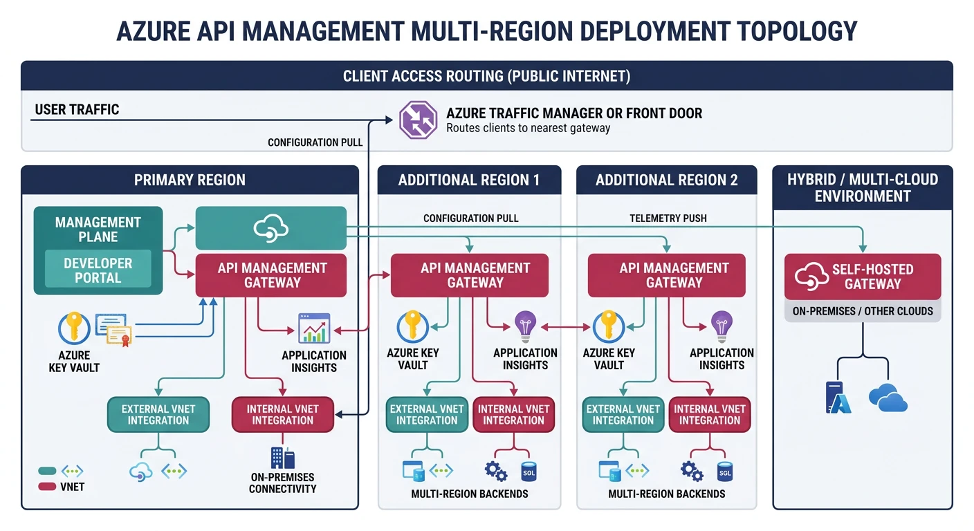 Azure APIM multi-region deployment topology across global regions