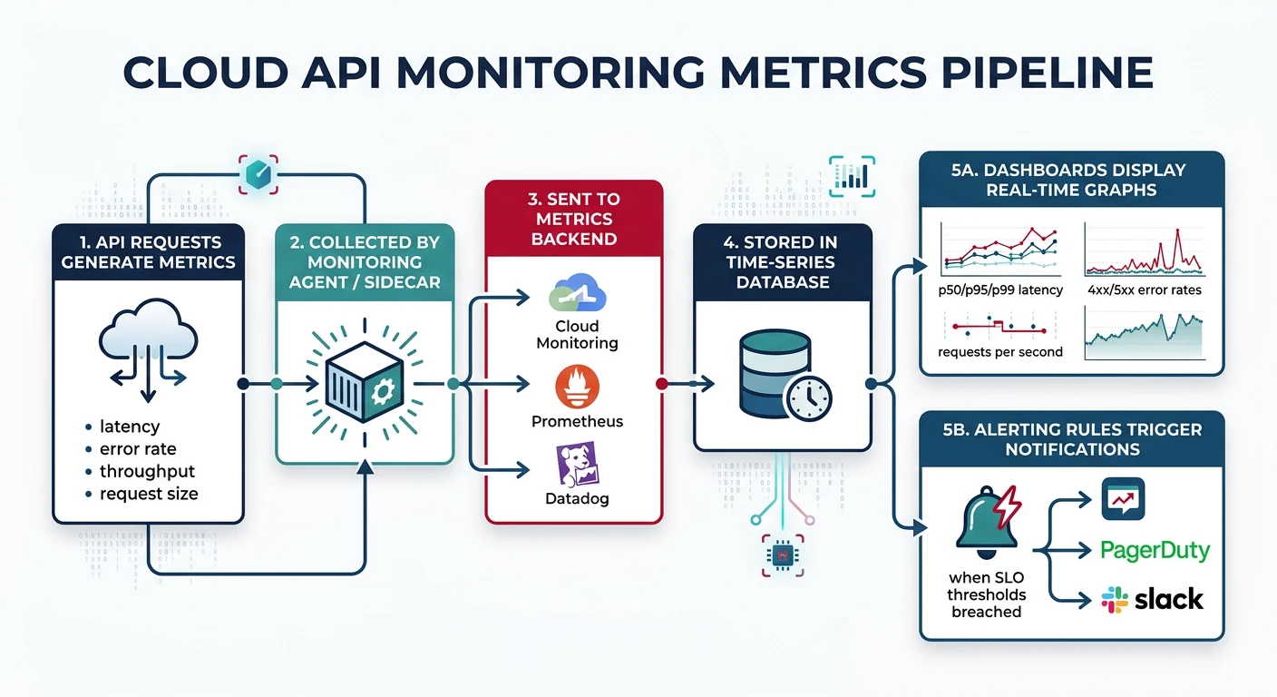 Cloud monitoring tools pipeline for API metrics collection