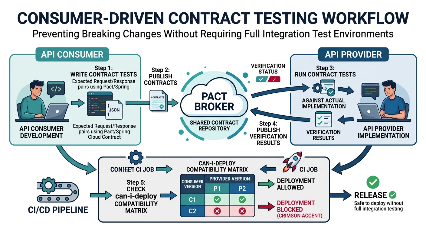 Consumer-driven contract testing workflow between frontend and API provider