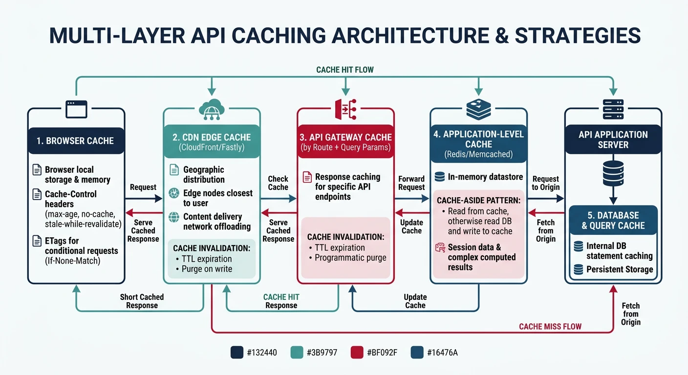 Multi-layer caching architecture from CDN edge to database