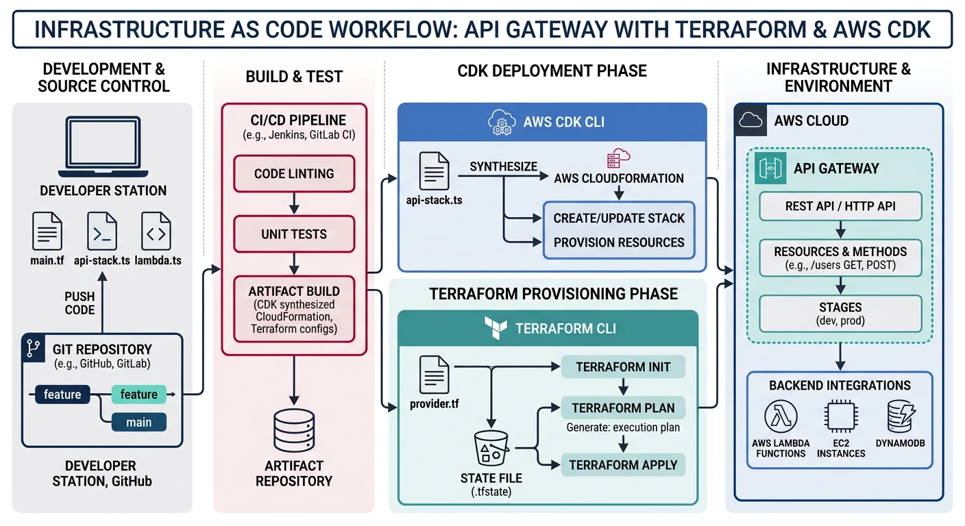 Infrastructure as Code workflow for API Gateway using Terraform and AWS CDK