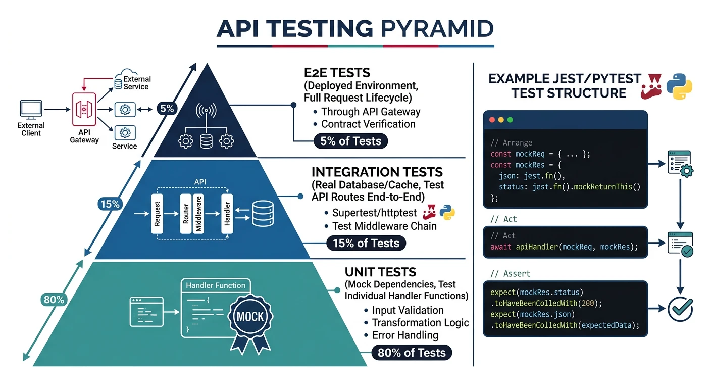 Unit test structure for API handler functions with mocked dependencies