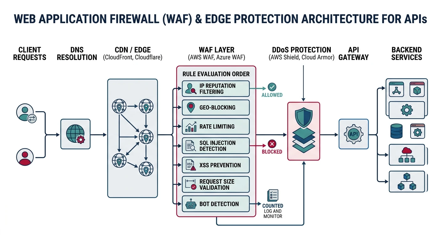 Web application firewall protecting API at the network edge