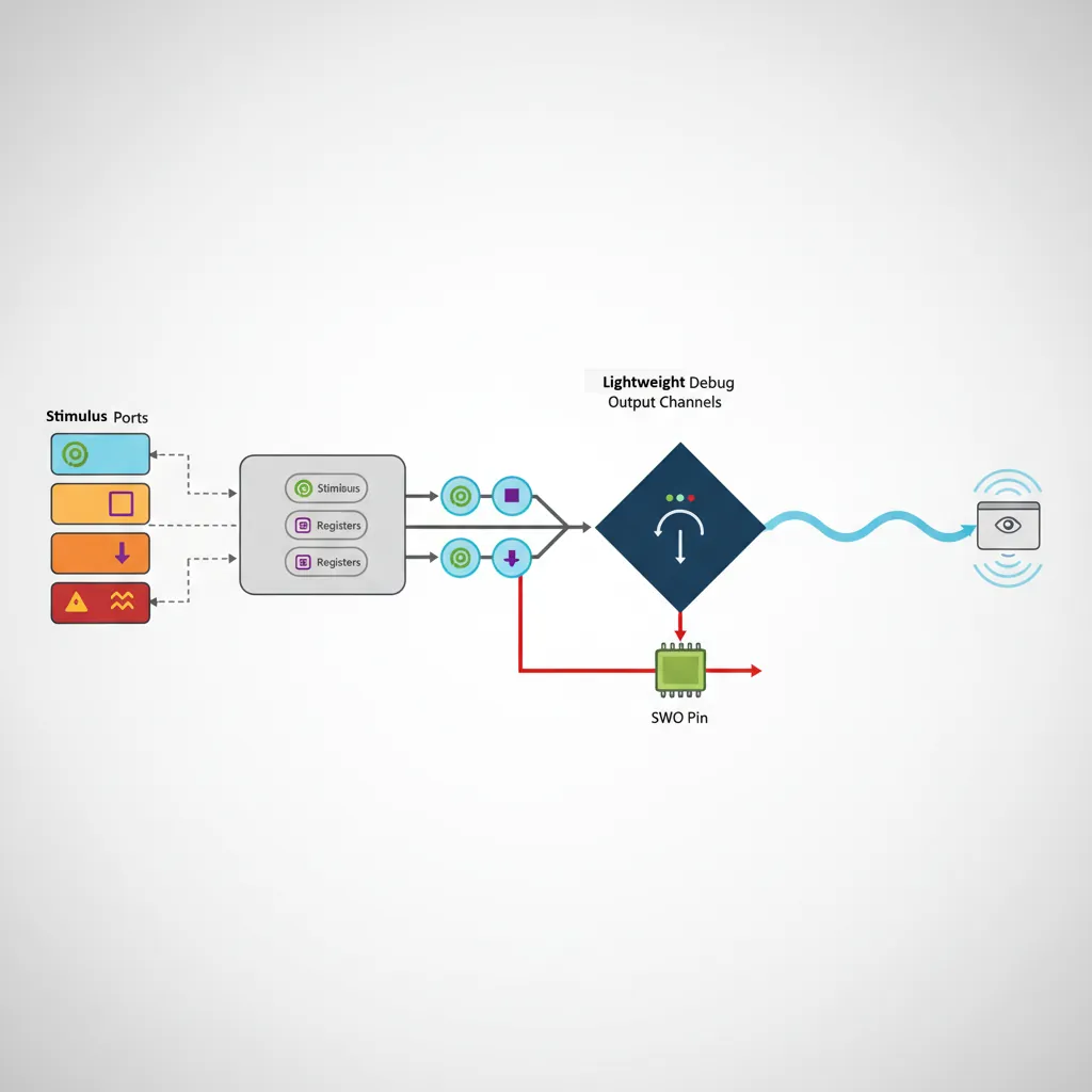ITM stimulus port debug output via SWO pin