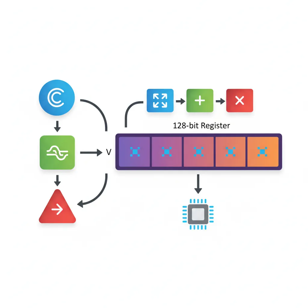 NEON intrinsics mapping from C function calls to SIMD vector register operations