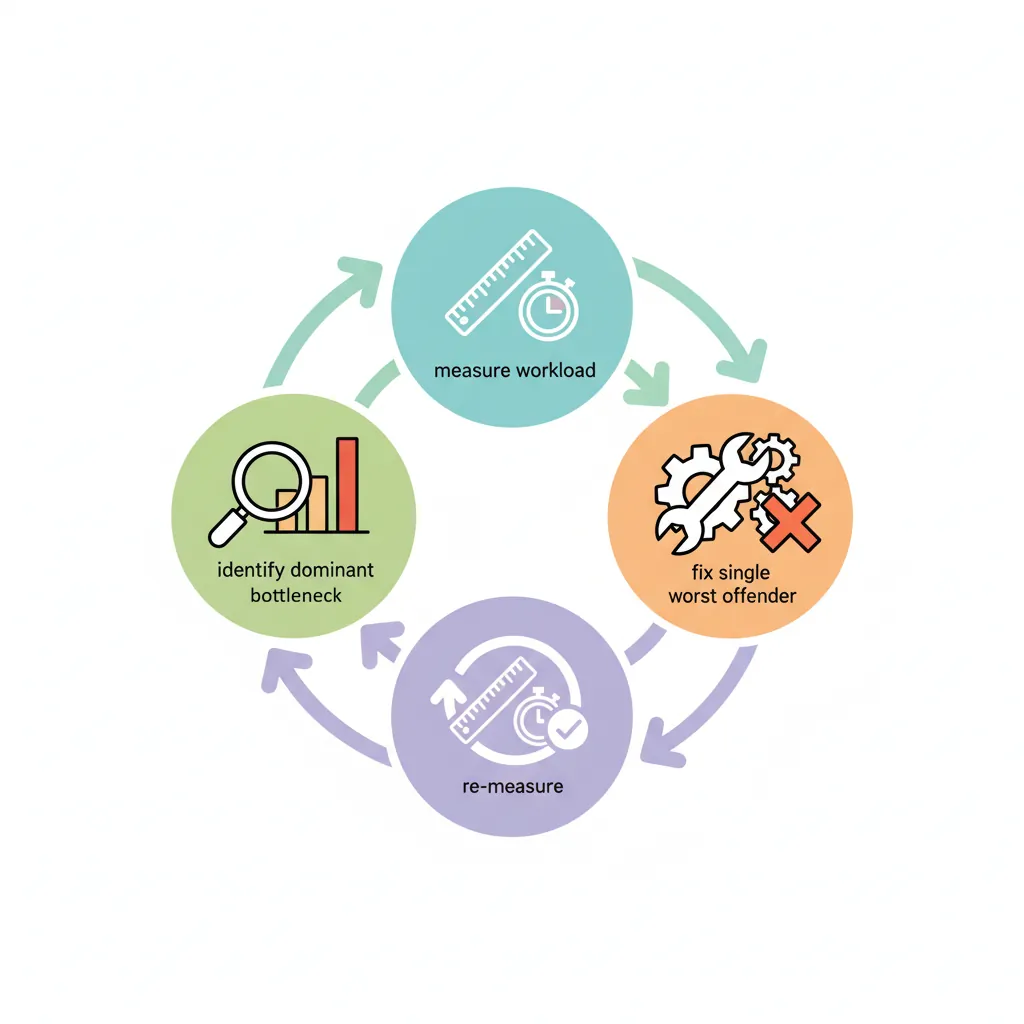 Performance profiling feedback loop: measure, identify bottleneck, fix, re-measure
