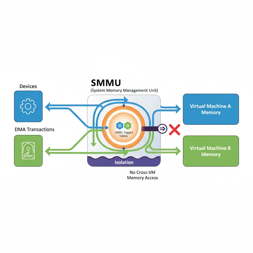SMMU stage-2 DMA isolation architecture