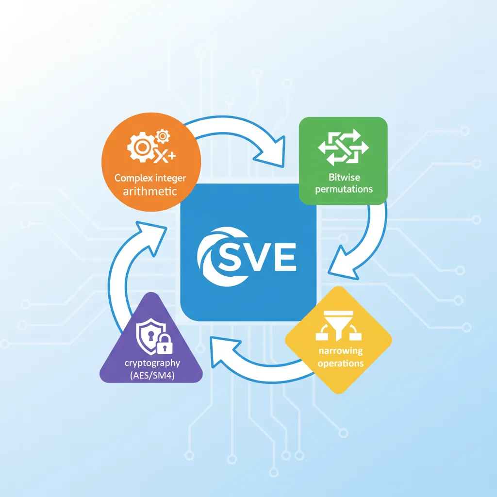 SVE2 instruction categories: complex arithmetic, cryptography, bitwise permutations, and narrowing operations