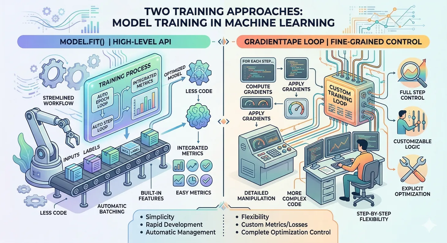 Keras model.fit training loop versus custom GradientTape training loop