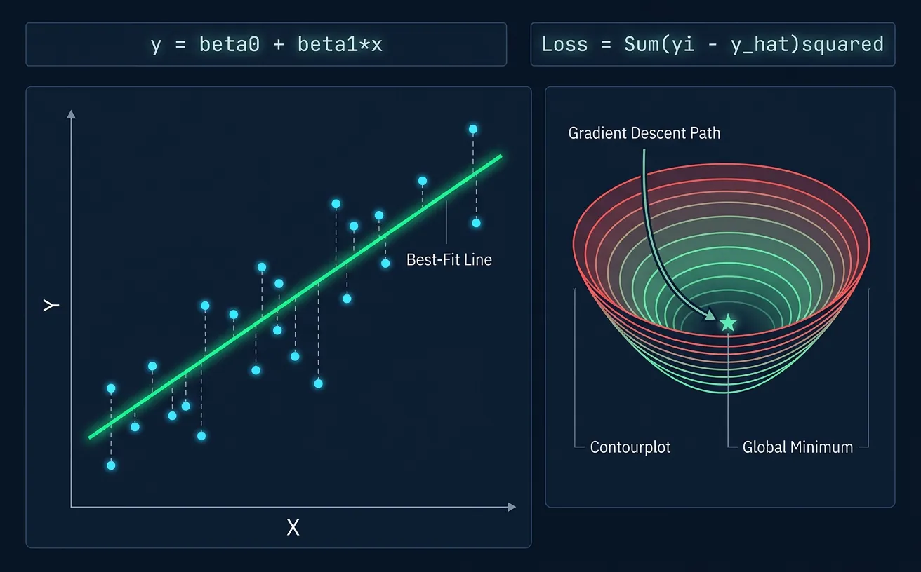 Linear regression best-fit line with gradient descent optimization