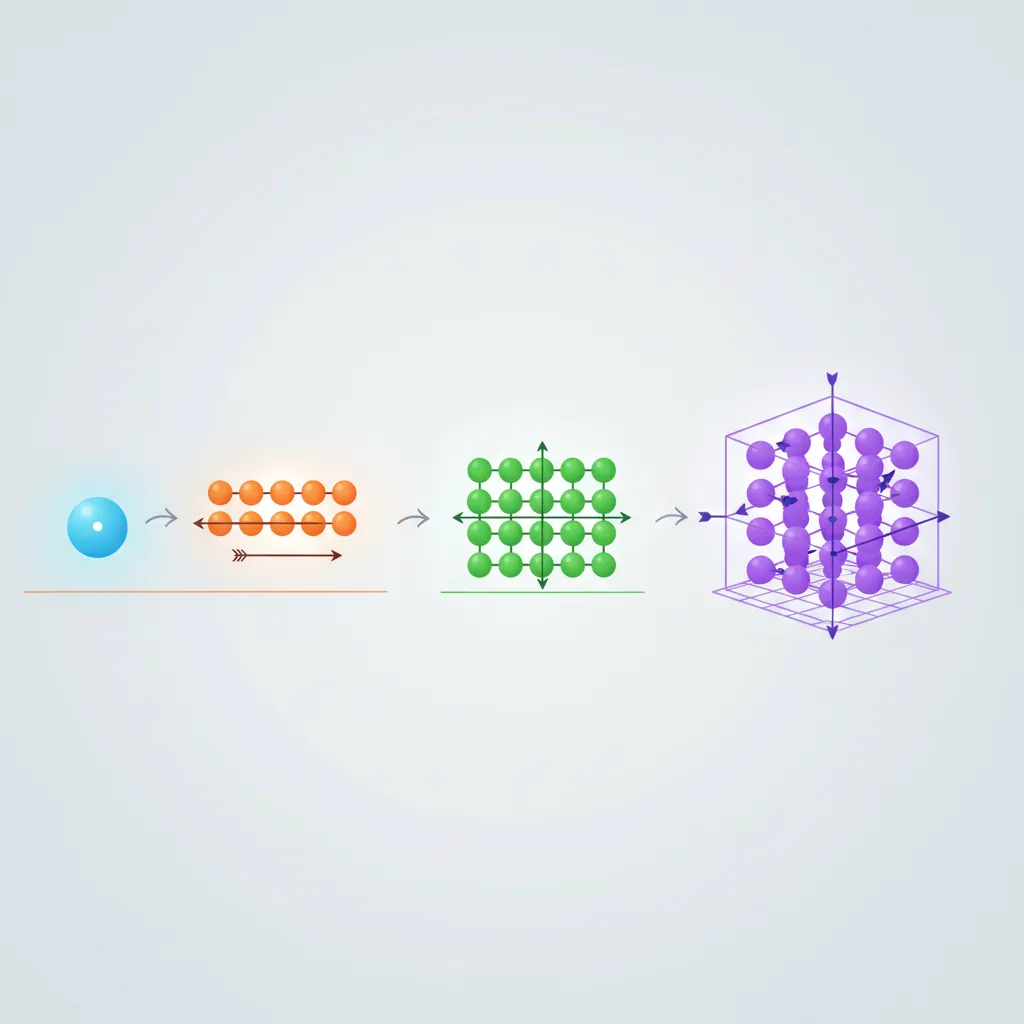 Tensor dimensionality from scalar to n-dimensional array