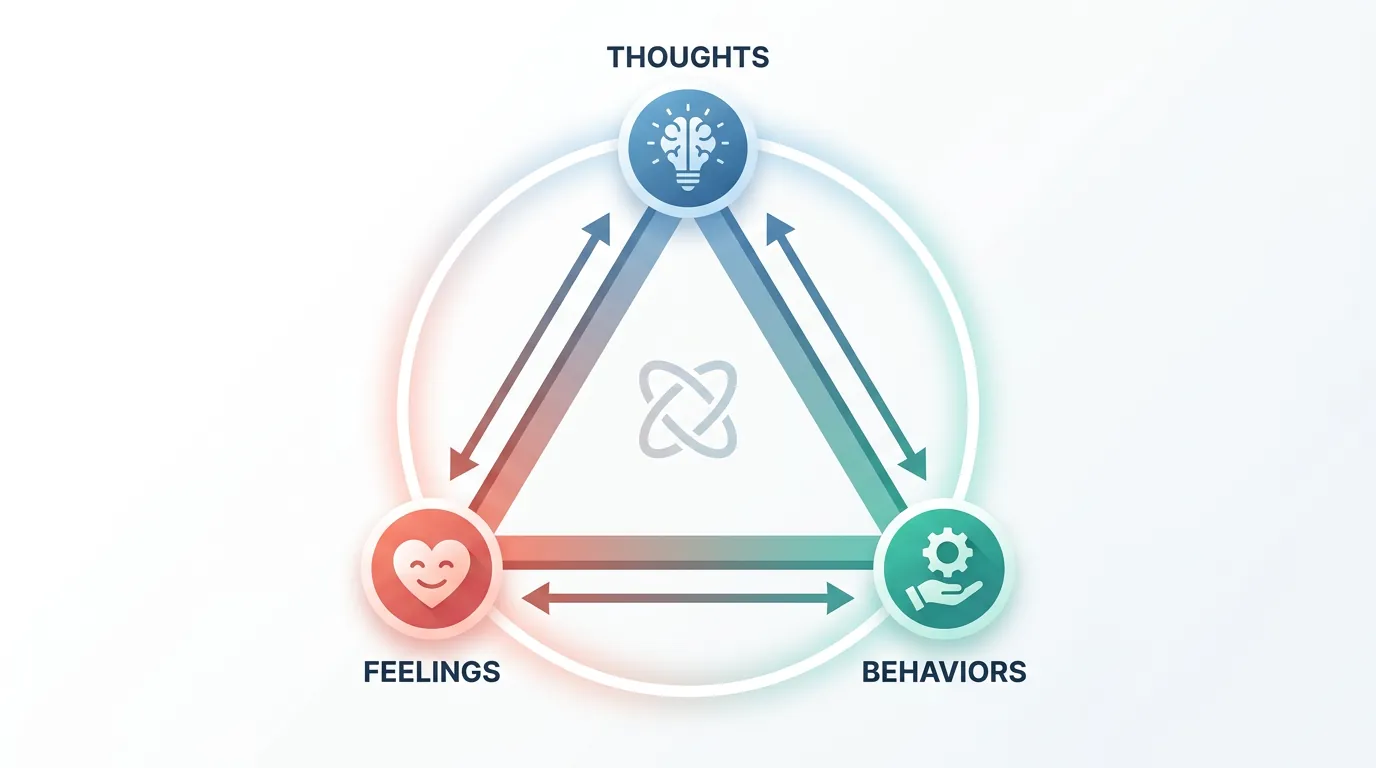 The CBT triangle showing the interconnection between thoughts, feelings, and behaviors