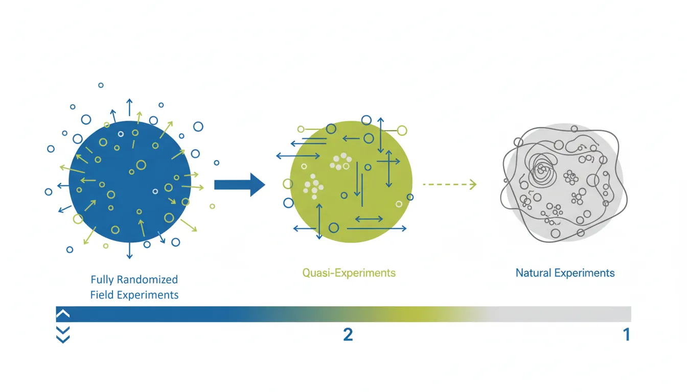 Comparison diagram of field experiments, natural experiments, and quasi-experiments