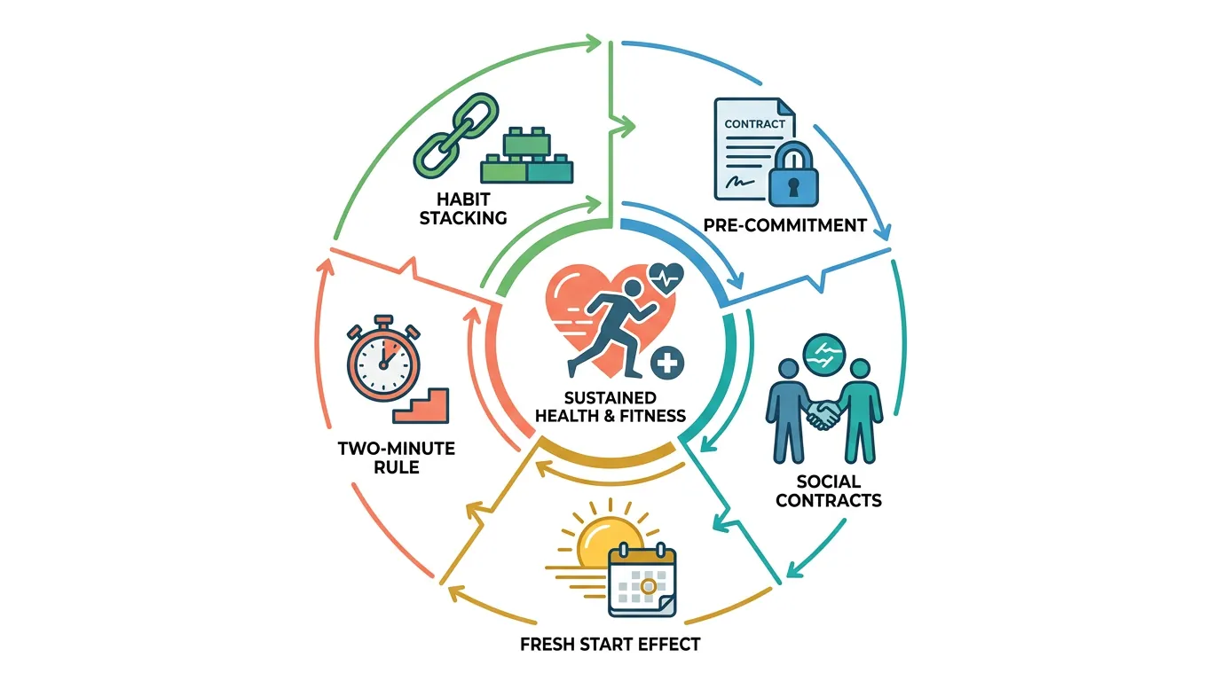 Framework diagram of evidence-based strategies for exercise adherence and health behavior change