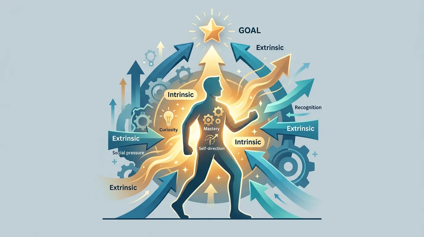 Diagram showing internal and external forces that initiate, guide, and sustain goal-oriented behavior