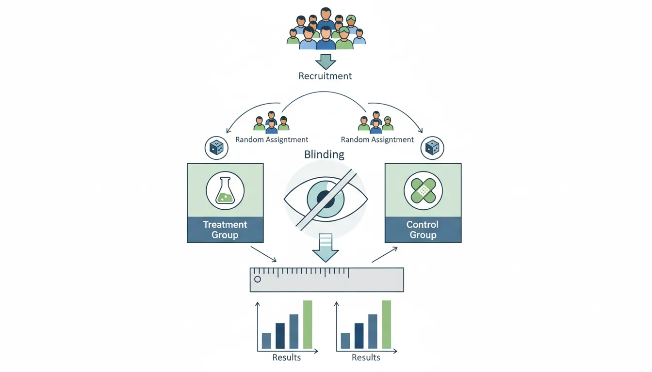 Flowchart of the RCT process from recruitment through random assignment to outcome measurement
