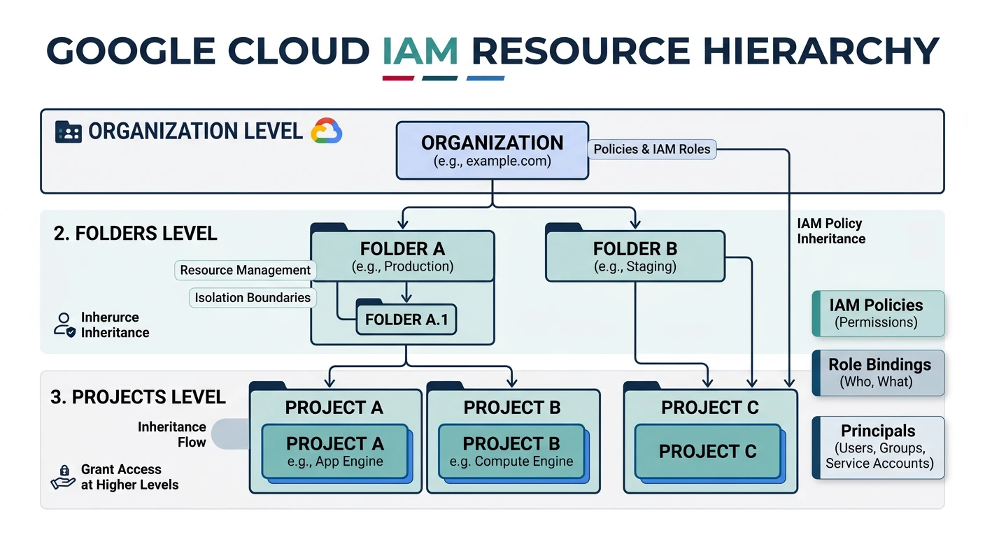 Google Cloud IAM resource hierarchy from organization to project level