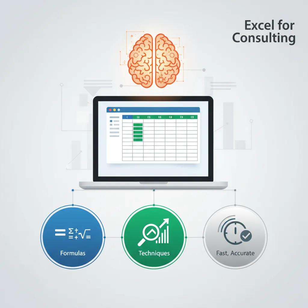 Excel consulting toolkit showing essential formulas, pivot tables, and financial modeling shortcuts