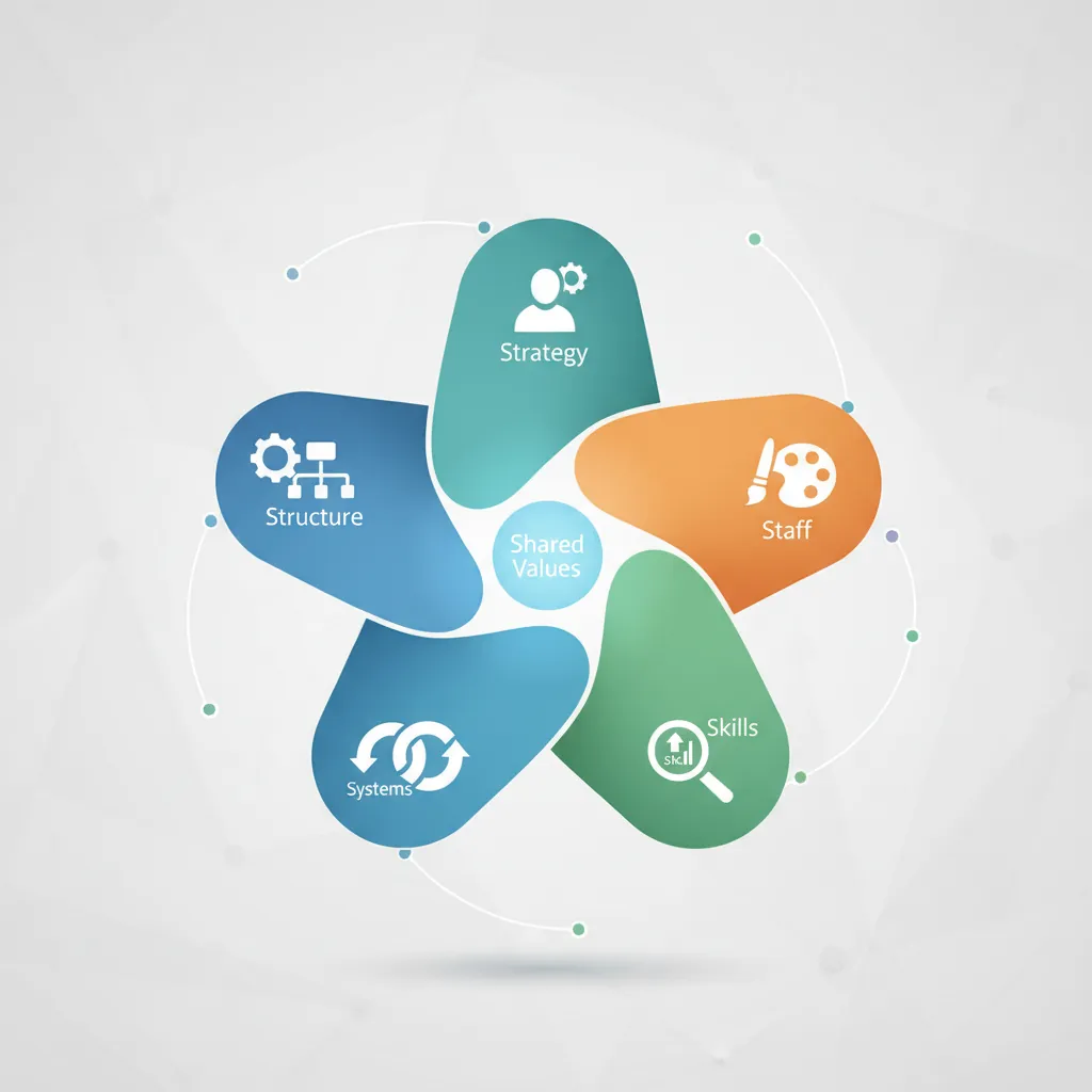 McKinsey 7S Framework diagram showing seven interdependent organizational elements