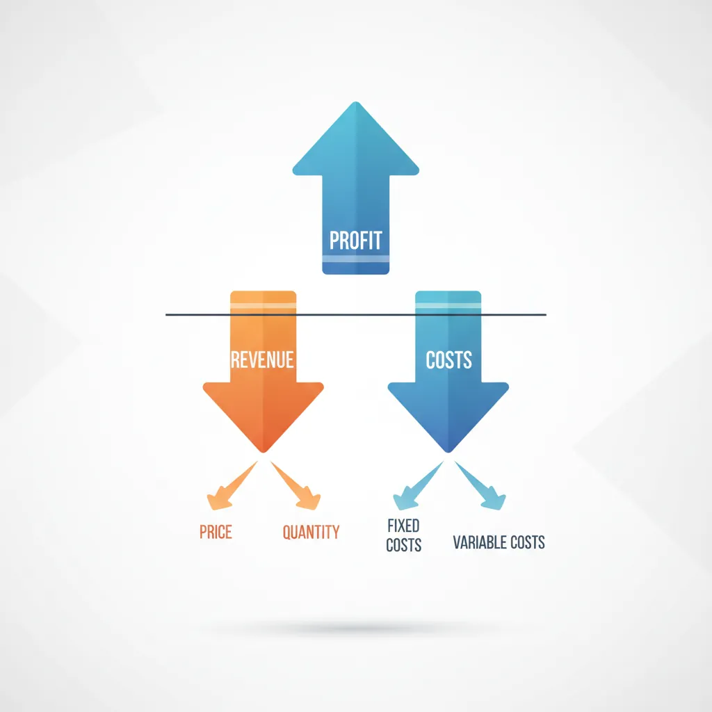Profitability case framework showing profit tree with revenue and cost decomposition