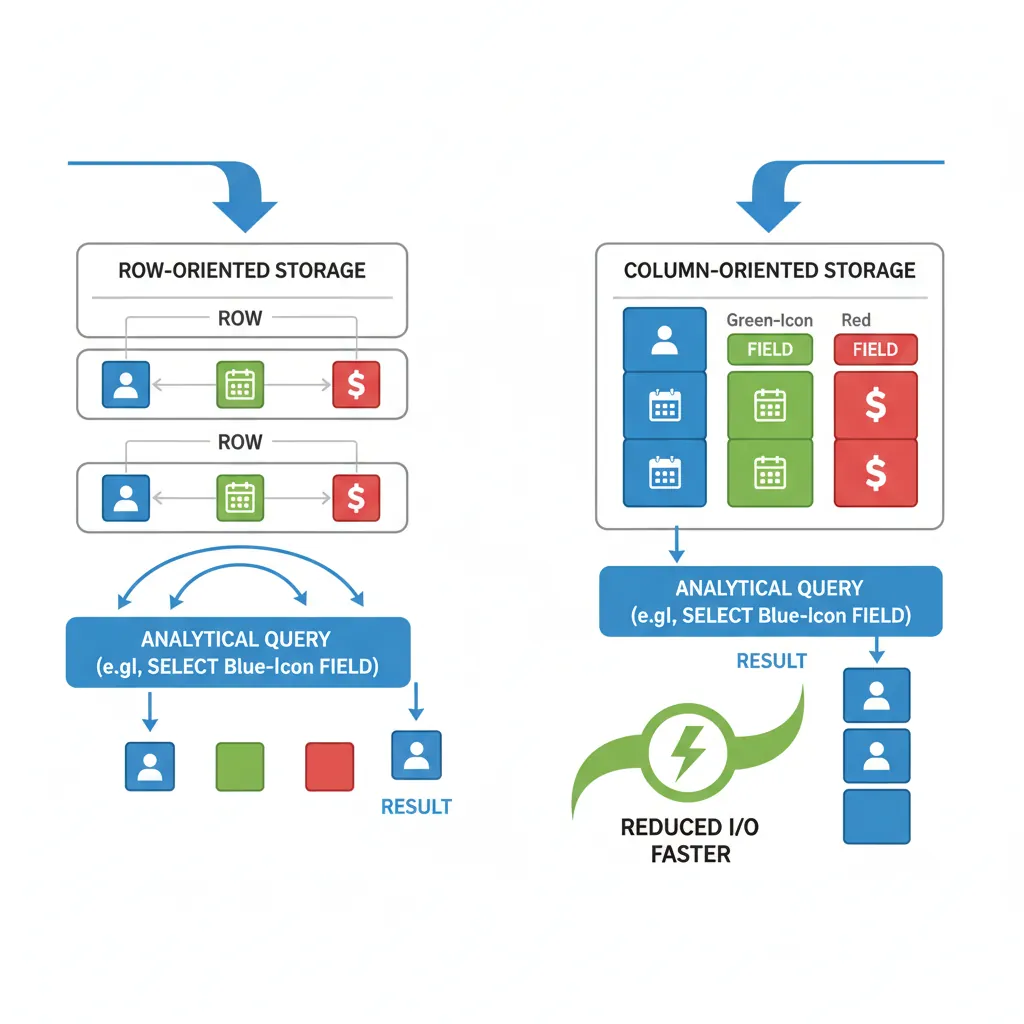 Column-oriented versus row-oriented storage architecture comparison