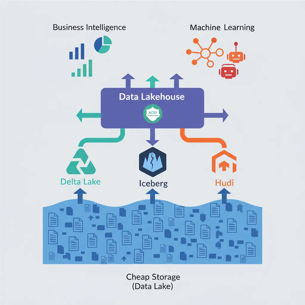 Data lakehouse architecture unifying data lake flexibility with warehouse reliability