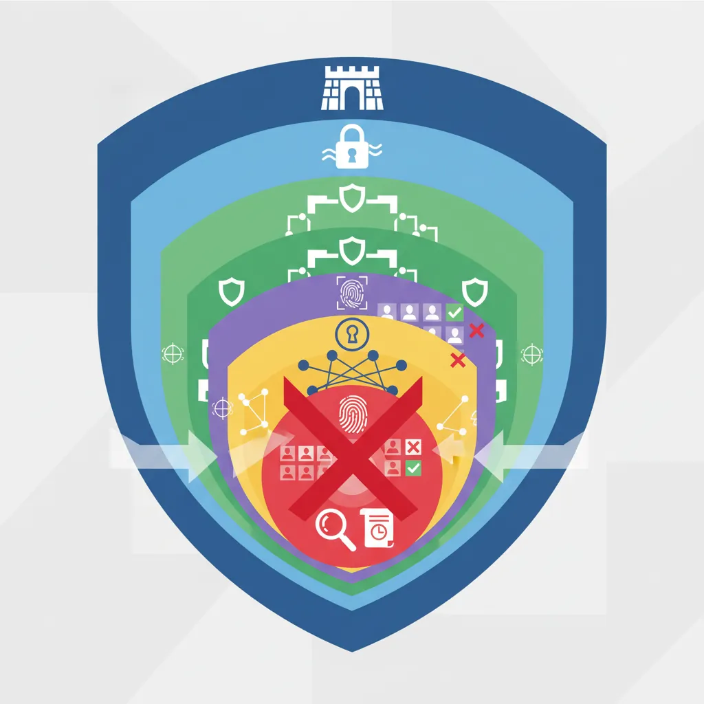 Defense-in-depth security model showing multiple protection layers for database systems