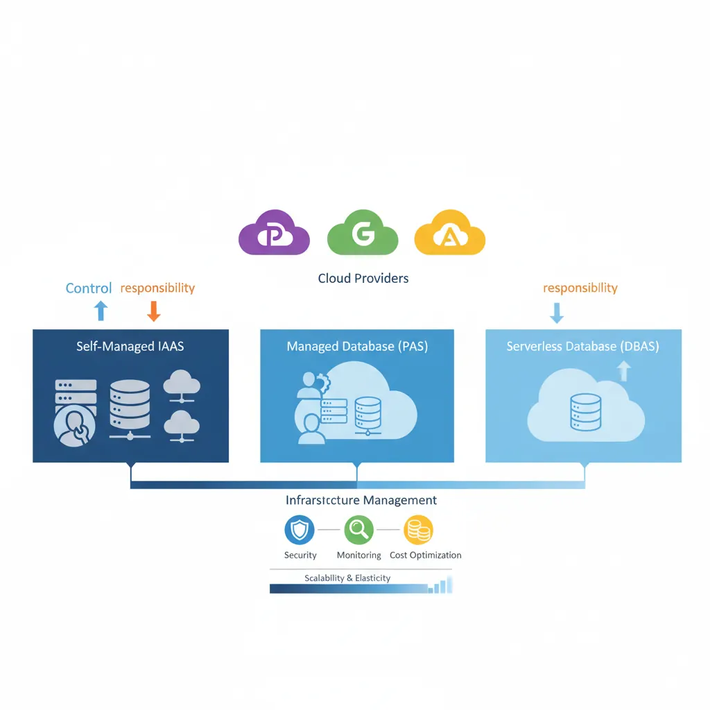 Overview of Database as a Service models comparing IaaS, PaaS, and fully managed database offerings