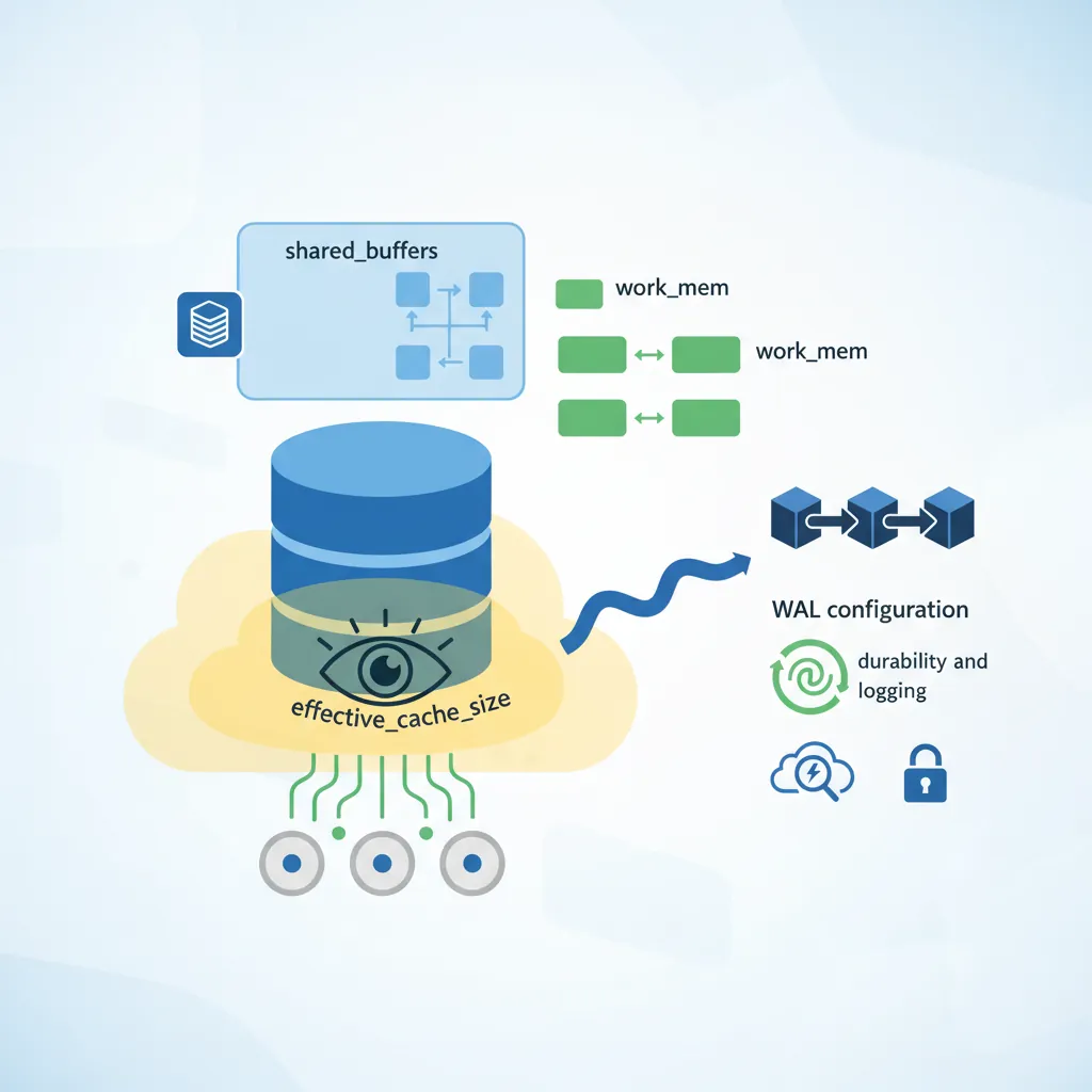 PostgreSQL performance tuning parameters for memory, WAL, and query planner configuration
