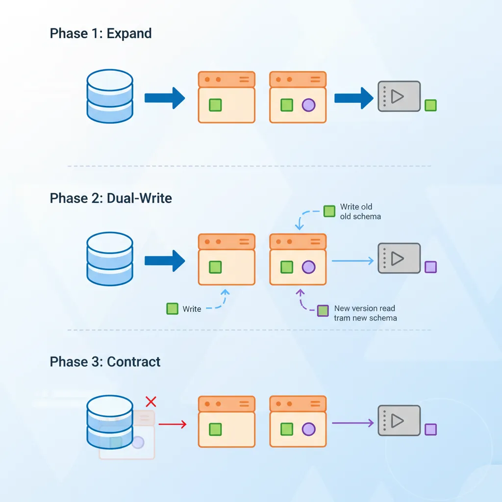 Expand-contract pattern for zero-downtime database schema migrations