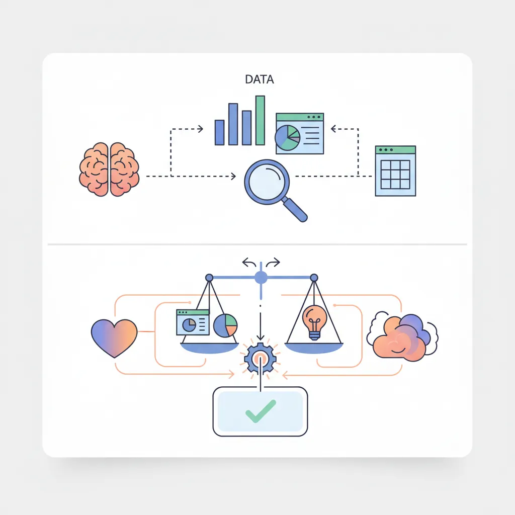 Spectrum diagram showing the balance between data-driven and intuition-based decision making approaches