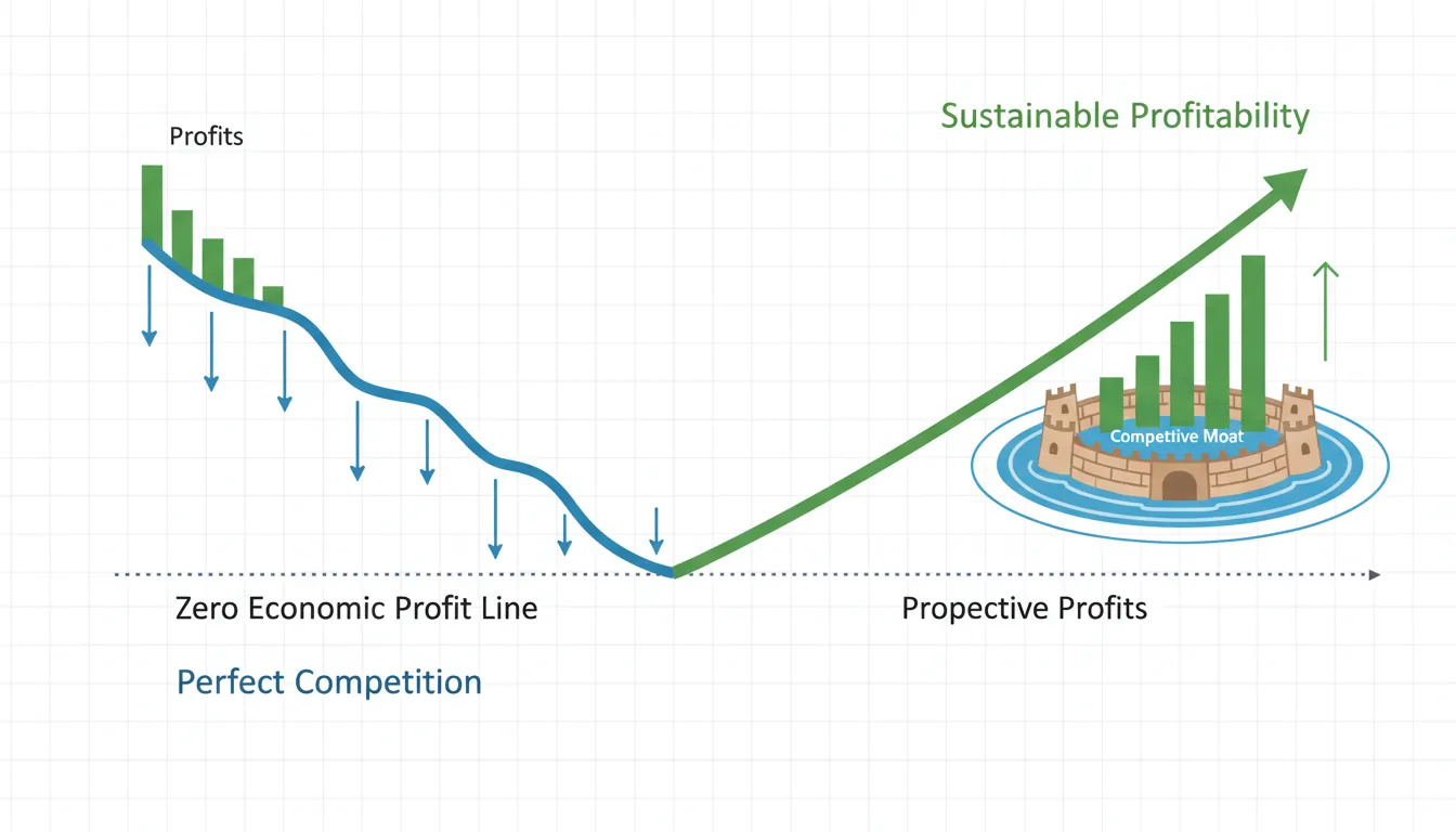 Perfect competition driving profits to zero without moats