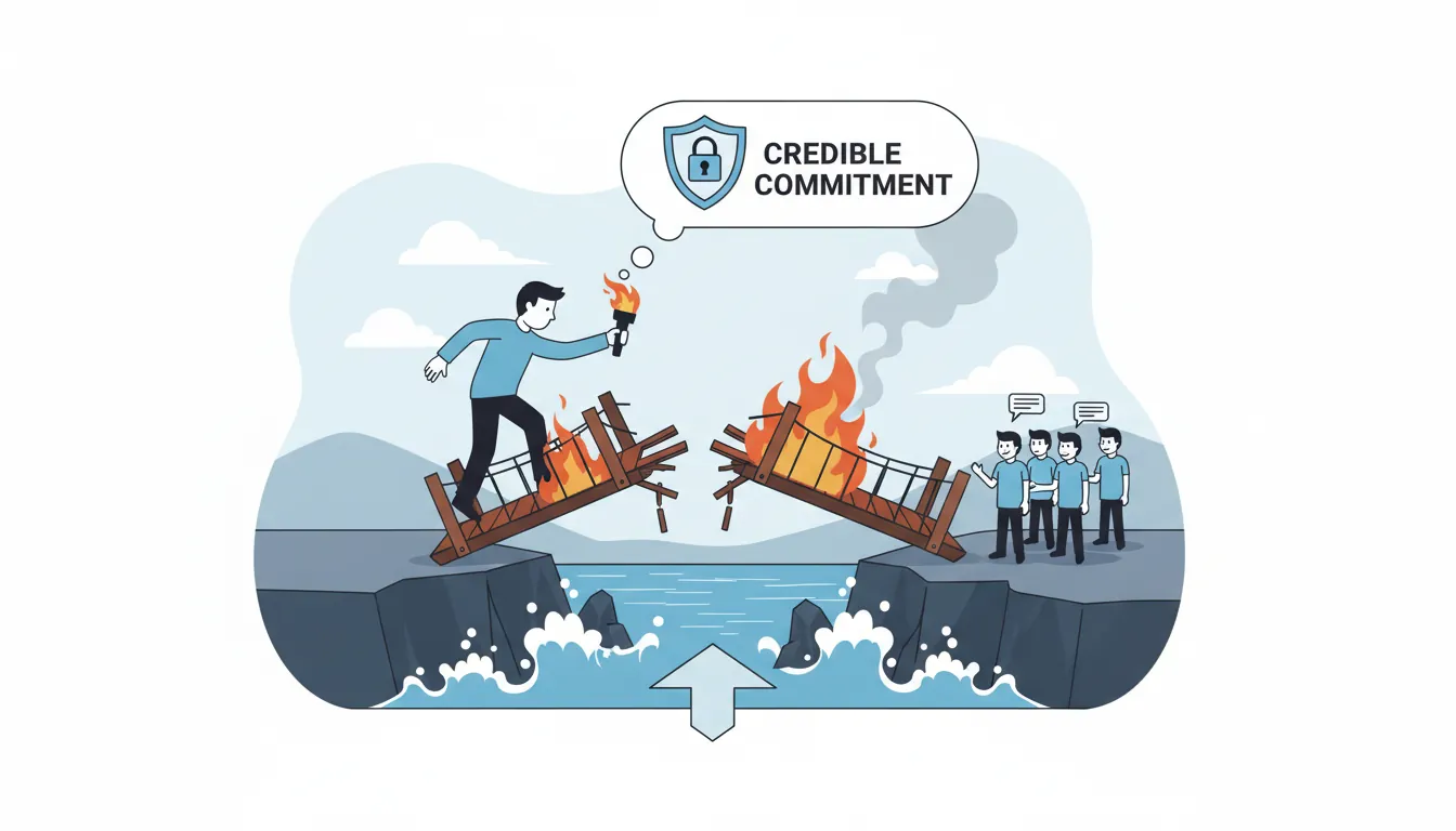 Credible commitment through strategic bridge-burning