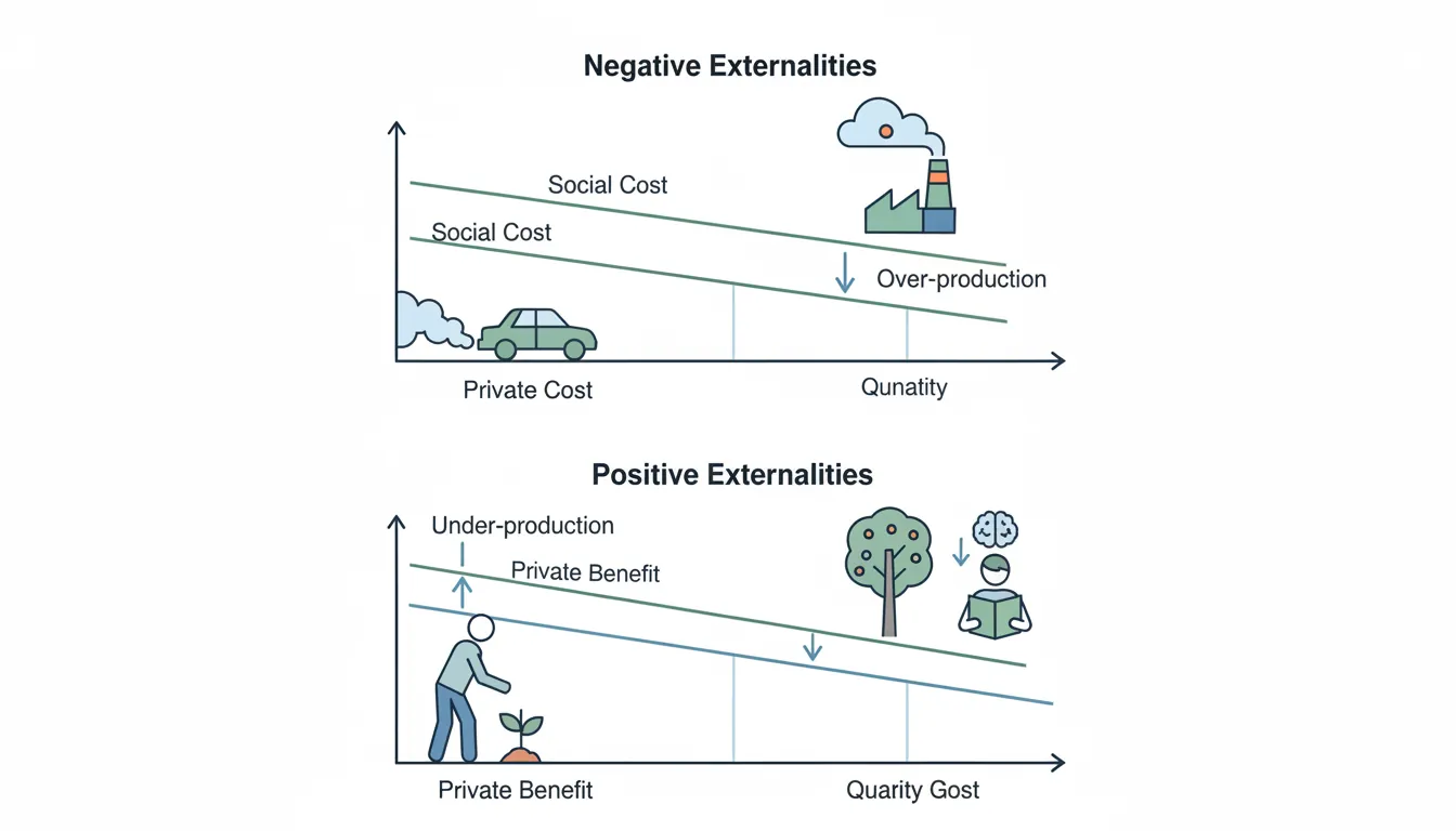 Externalities showing gap between private and social costs