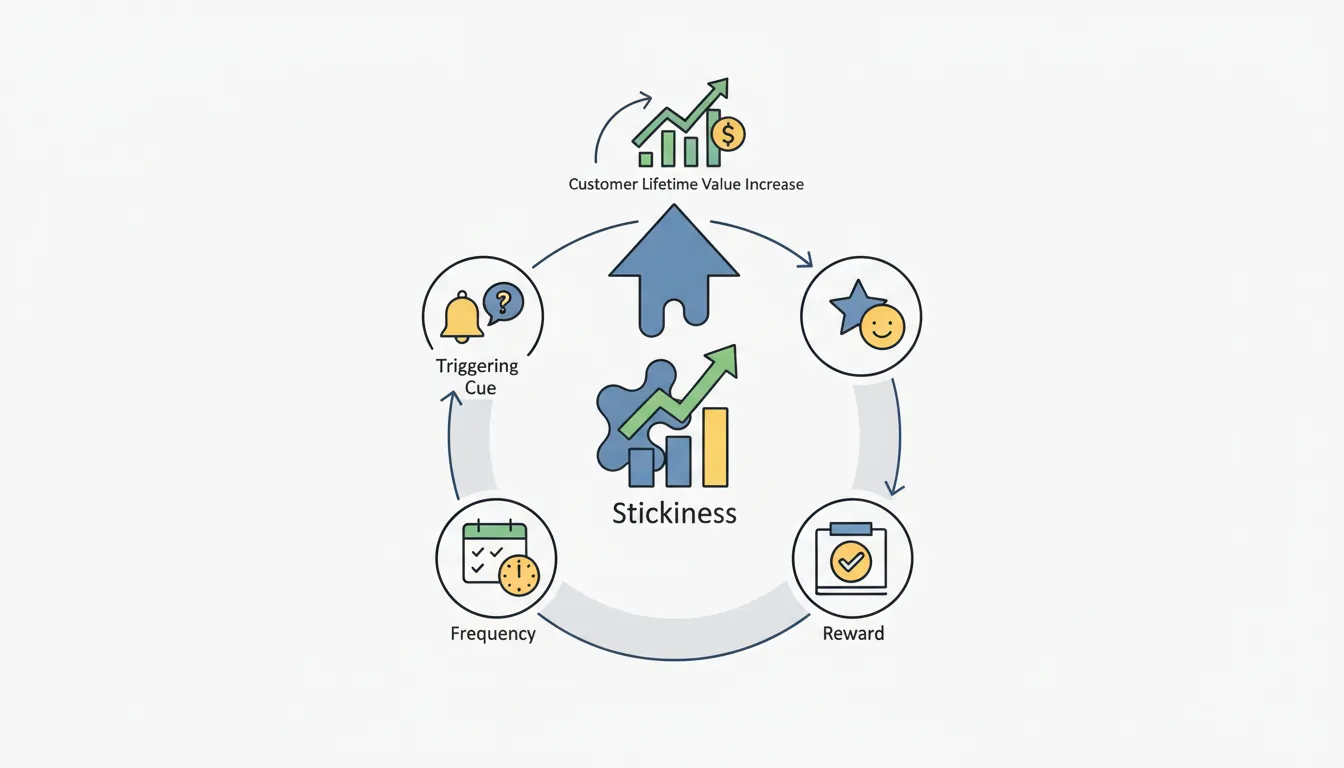 Habit formation loop showing frequency, reward, and triggering cue