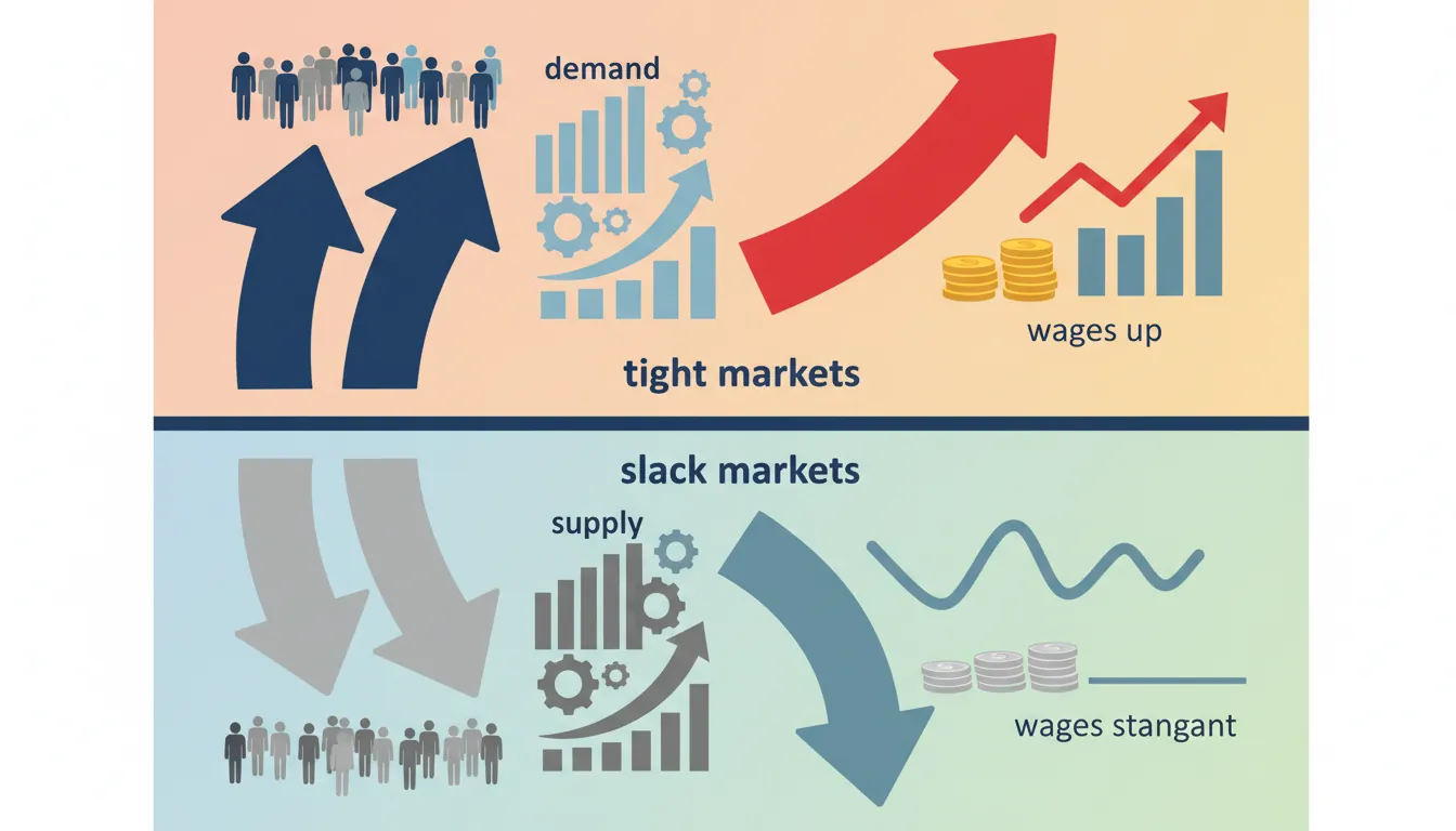 Labour supply and demand curves showing wage determination