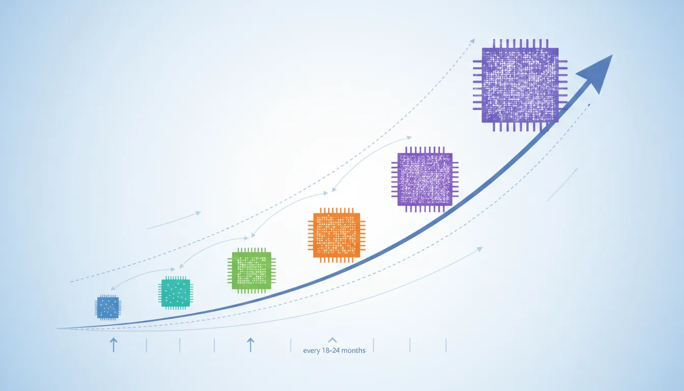 Moore's Law: exponential growth in transistor count and computing power over time