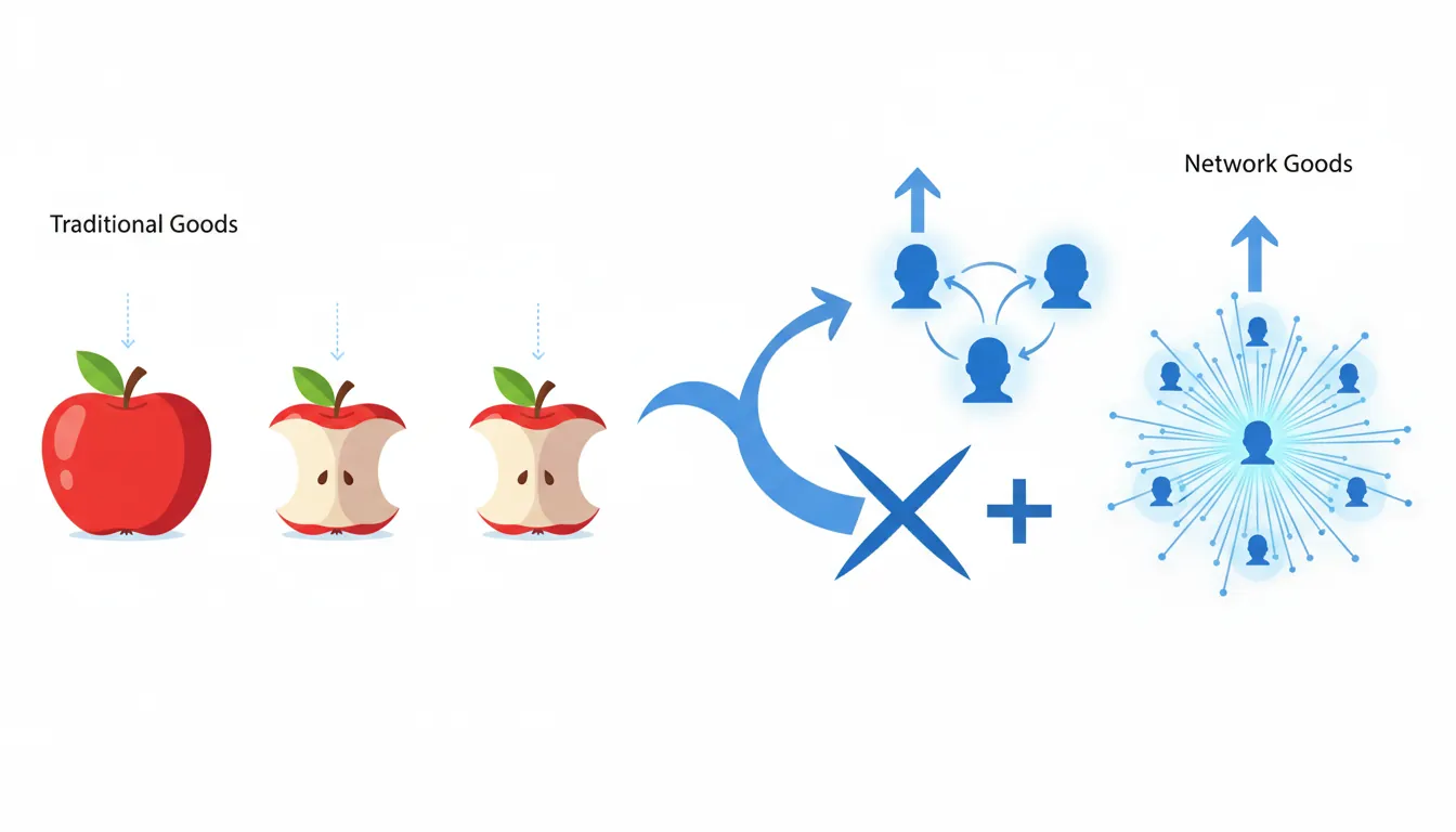 Network effects showing exponential value growth with each new user