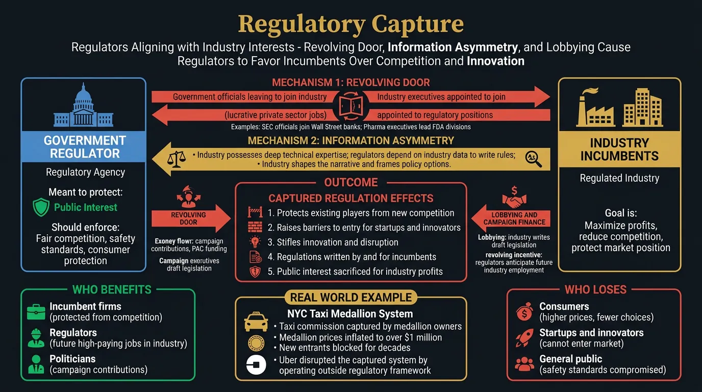 Regulatory capture showing regulators aligning with industry interests