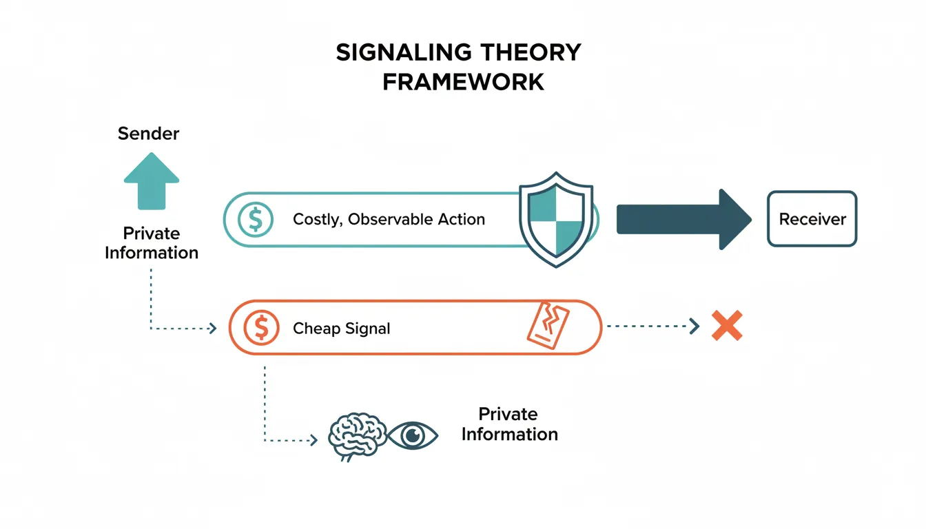 Signaling theory showing costly observable actions revealing private information