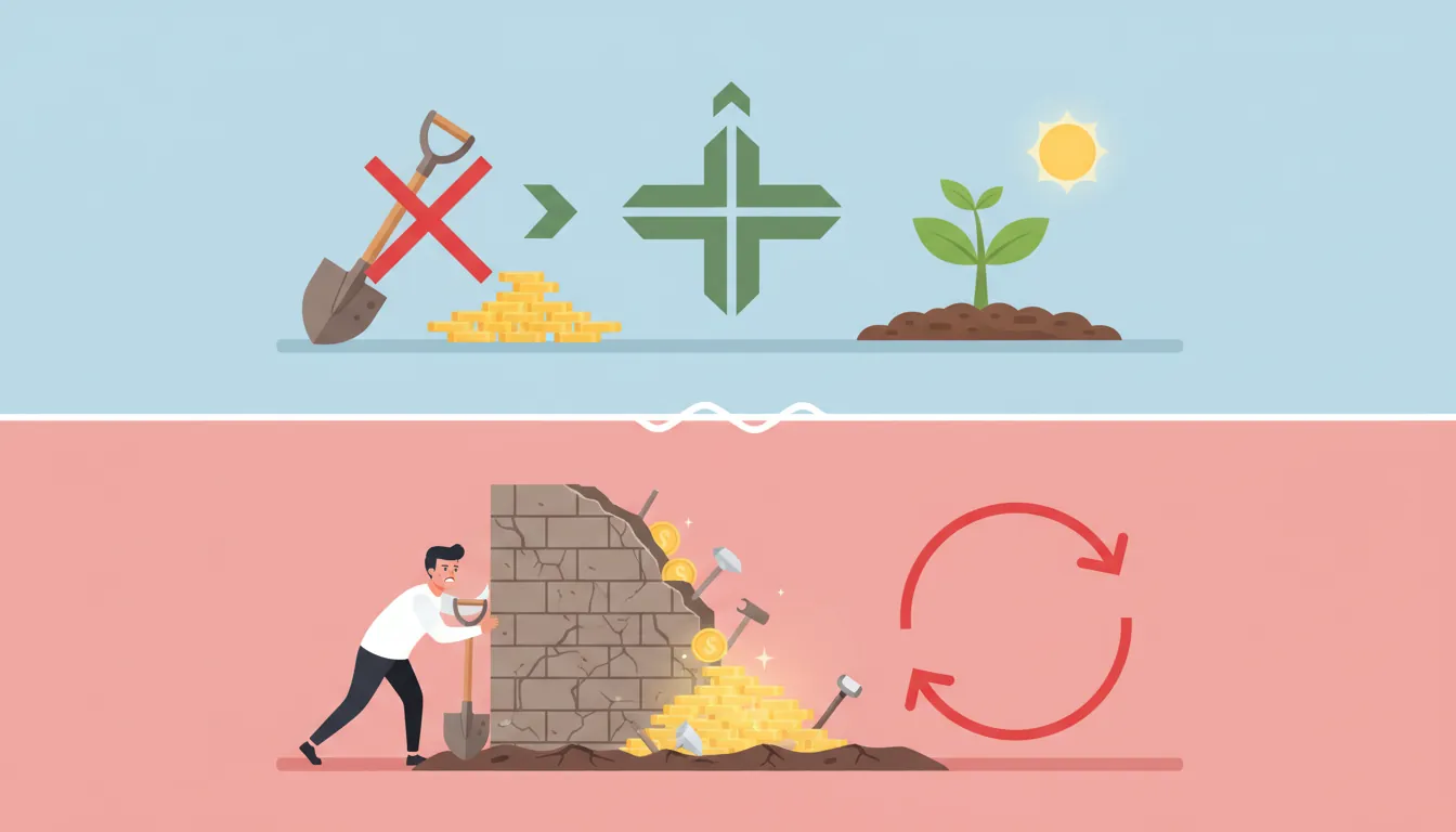 Sunk cost fallacy diagram showing rational vs. irrational decision making