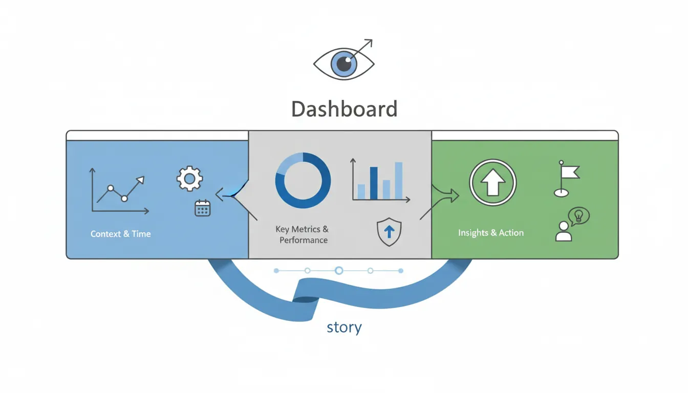 Analytics dashboard layout showing hierarchy, context, and actionability design principles
