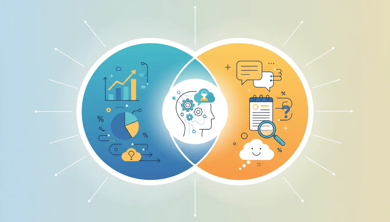 Diagram showing the relationship between quantitative data (what) and qualitative research (why) in customer insights