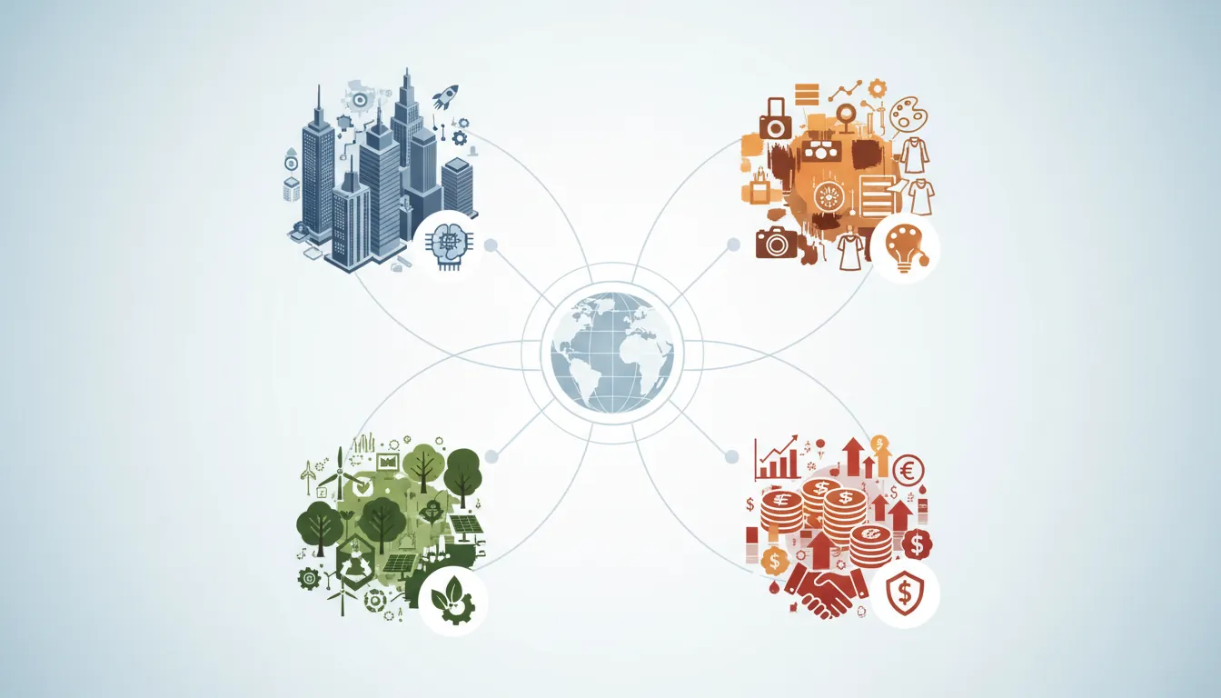 World map highlighting major entrepreneurship hubs including Silicon Valley, New York, London, Tel Aviv, and Singapore
