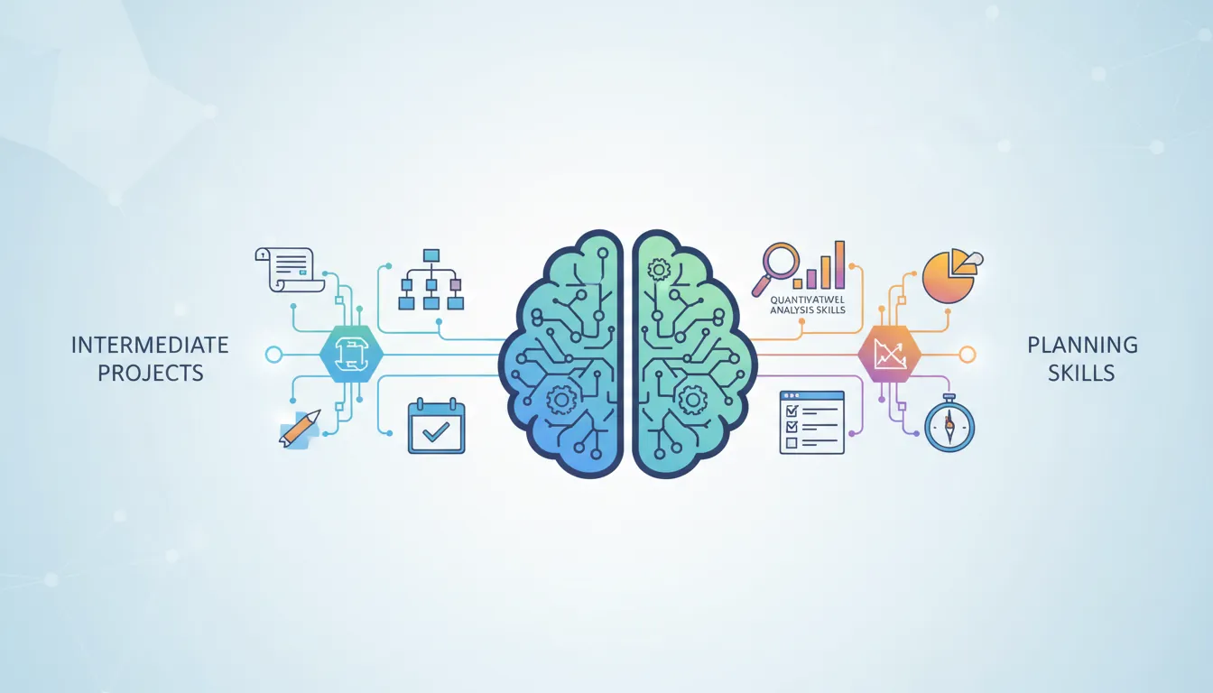 Intermediate project roadmap showing MVP development plan, financial modeling, and marketing strategy exercises