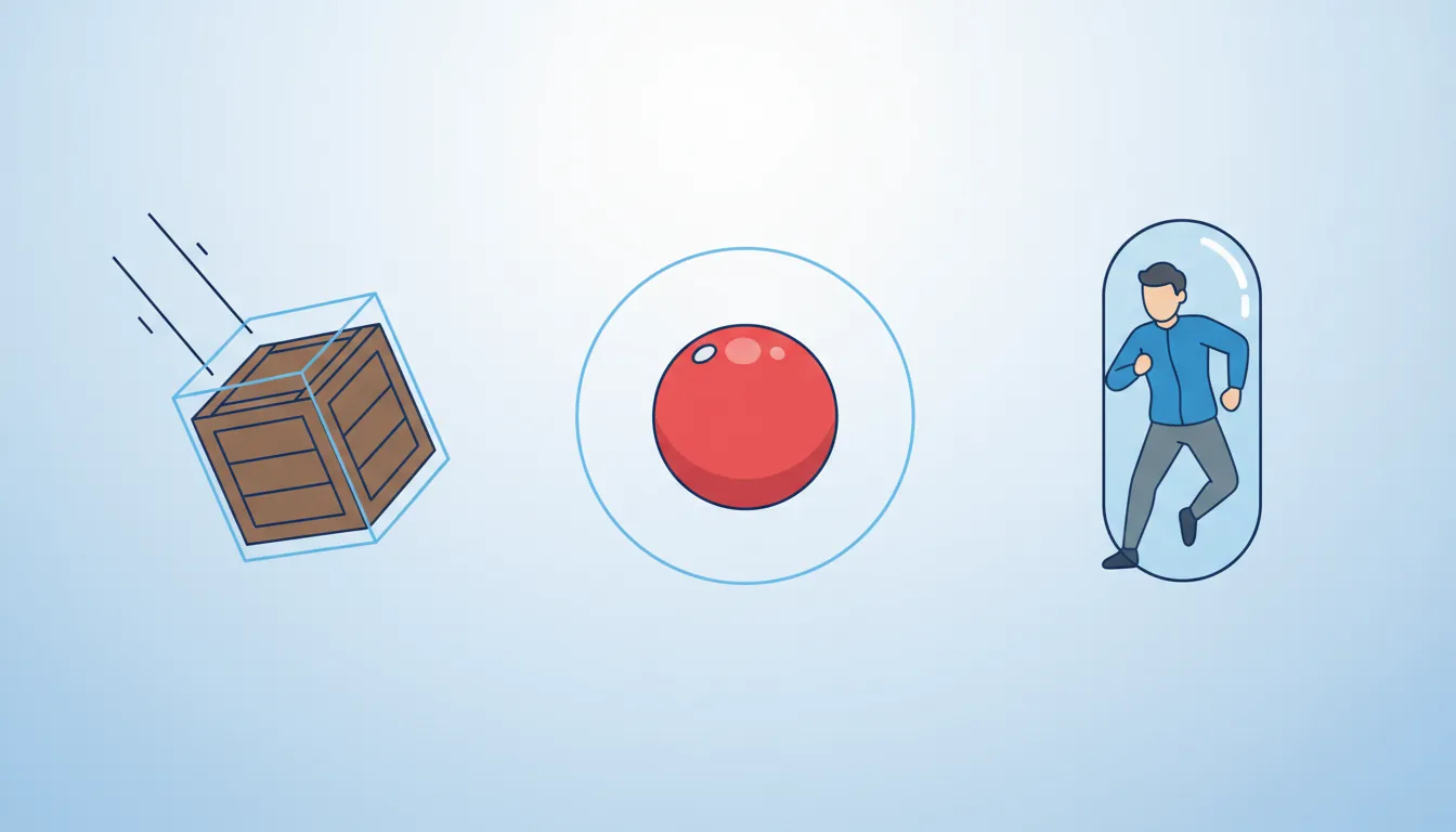 2D collision detection shapes: box, circle, and capsule colliders