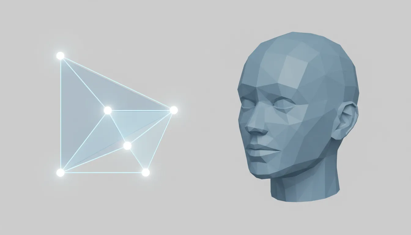 3D mesh anatomy showing vertices, edges, and faces