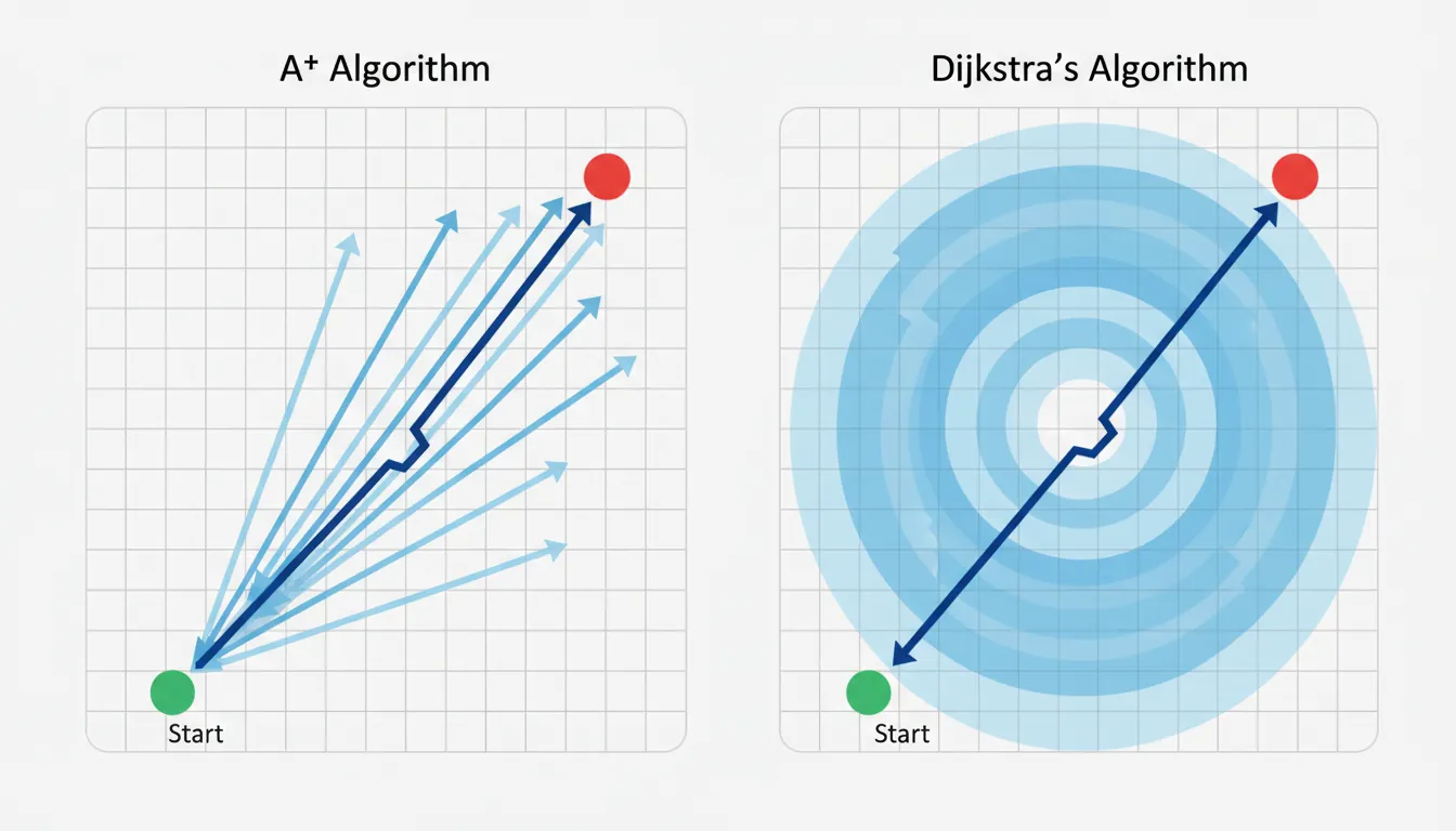 Comparison of A-star and Dijkstra pathfinding algorithms on a grid with obstacles